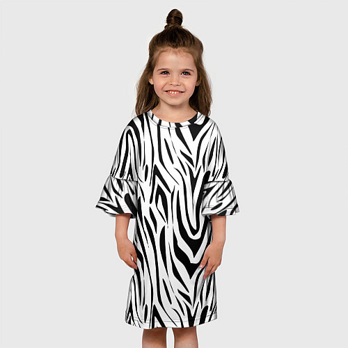 Детское платье Черно-белая зебра / 3D-принт – фото 3