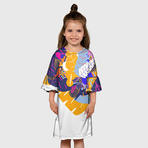 Детское платье Узор из листьев и цветов / 3D-принт – фото 3