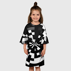 Платье клеш для девочки Черно-белый фон иллюзии, цвет: 3D-принт — фото 2