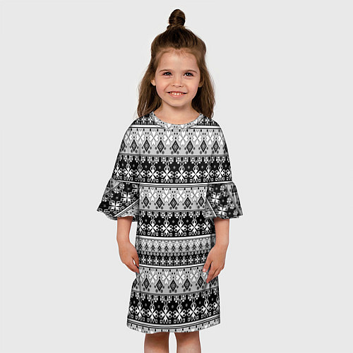 Детское платье Черно-белый орнамент / 3D-принт – фото 3