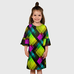 Платье клеш для девочки Абстрактный разноцветный узор, цвет: 3D-принт — фото 2