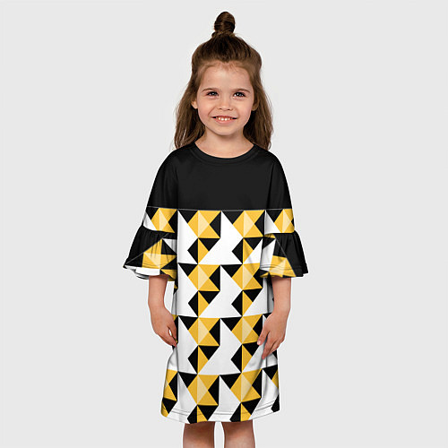 Детское платье Черно-желтый геометрический / 3D-принт – фото 3