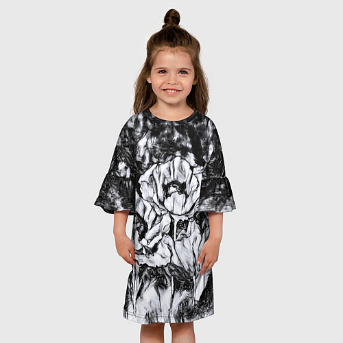 Детское платье Черно-белый узор Маки / 3D-принт – фото 3