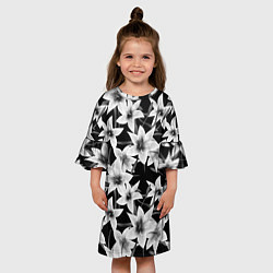 Платье клеш для девочки Лилии черно-белые, цвет: 3D-принт — фото 2