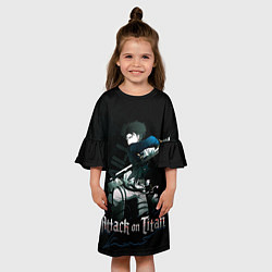 Платье клеш для девочки Леви Аккерман Атака на титанов, цвет: 3D-принт — фото 2
