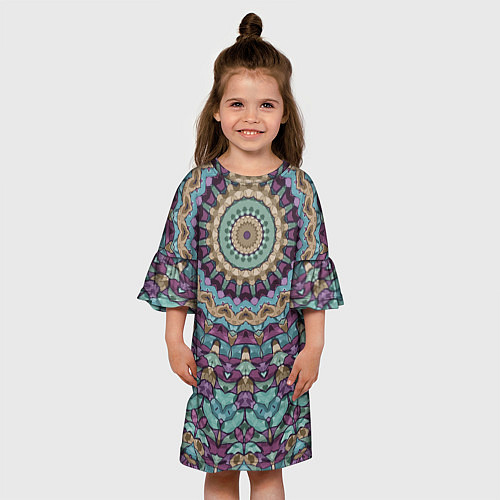 Детское платье Сиренево-голубой калейдоскоп / 3D-принт – фото 3