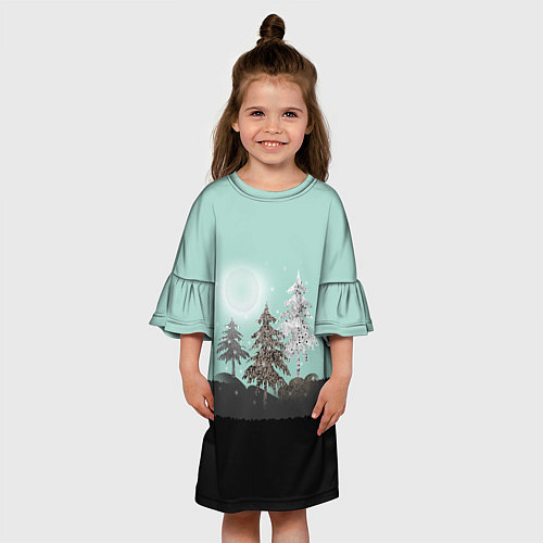 Детское платье Лес Мозаичный узор / 3D-принт – фото 3