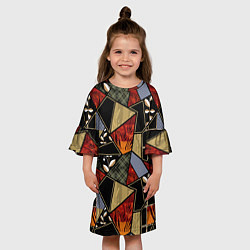 Платье клеш для девочки Разноцветные заплатки, цвет: 3D-принт — фото 2