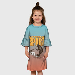 Платье клеш для девочки Медведь экстремальный спорт, цвет: 3D-принт — фото 2