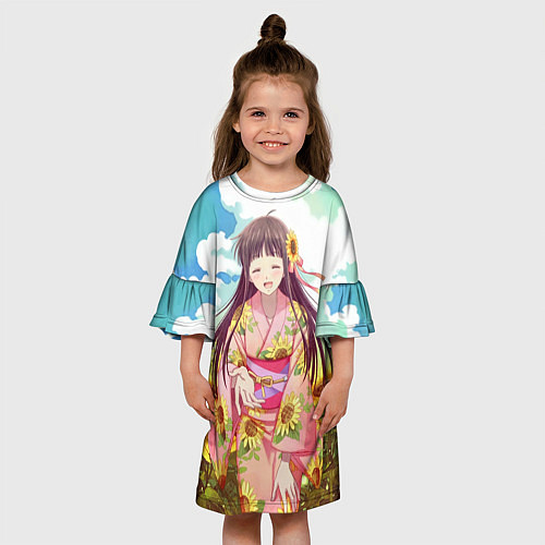 Детское платье Корзина фруктов подсолнухи / 3D-принт – фото 3