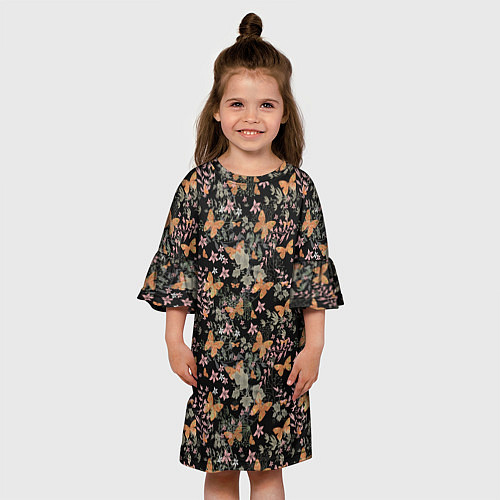 Детское платье Ретро узор Бабочки / 3D-принт – фото 3