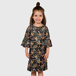 Платье клеш для девочки Ретро узор Бабочки, цвет: 3D-принт — фото 2