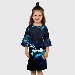 Платье клеш для девочки КОСМИЧЕСКИЕ ОБЛАКА, цвет: 3D-принт — фото 2