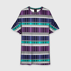 Детское платье Бирюзово-сиреневый полосатый