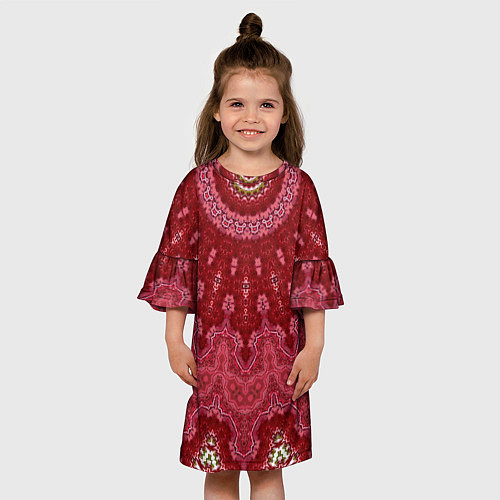 Детское платье Красно-розовый калейдоскоп / 3D-принт – фото 3