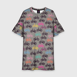 Платье клеш для девочки Цветные велосипеды паттерн, цвет: 3D-принт