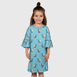 Платье клеш для девочки Петушки паттерн, цвет: 3D-принт — фото 2