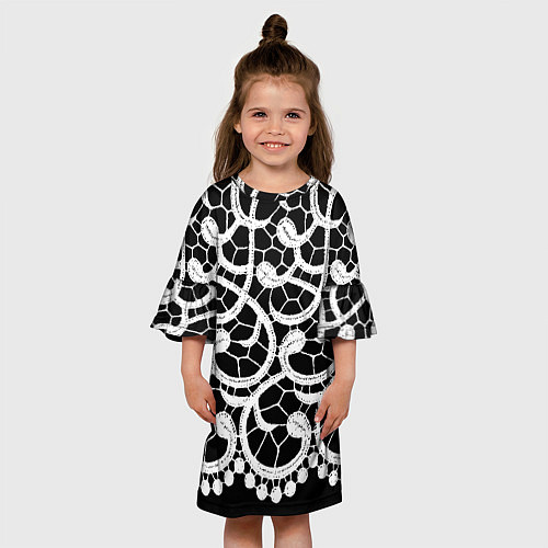 Детское платье Черно-белое кружево / 3D-принт – фото 3