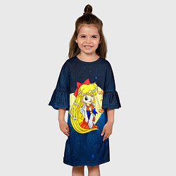 Платье клеш для девочки Сейлор Мун Космос, цвет: 3D-принт — фото 2
