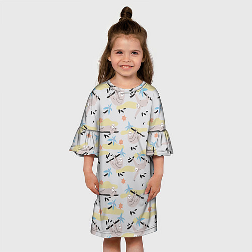 Детское платье Ленивцы паттерн / 3D-принт – фото 3