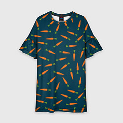 Платье клеш для девочки Морковки паттерн, цвет: 3D-принт