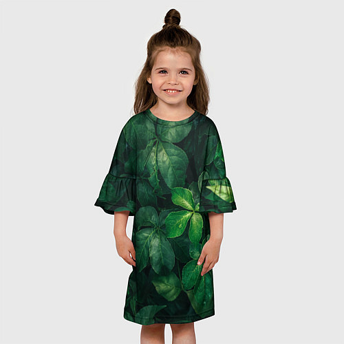 Детское платье Тропическая листва Тропики Z / 3D-принт – фото 3