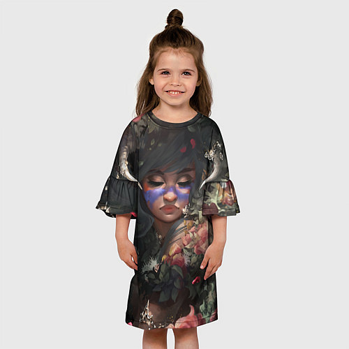 Детское платье Суккуб Демонесса в цветах / 3D-принт – фото 3