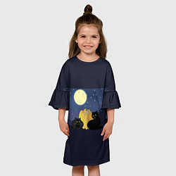 Платье клеш для девочки Котострашилка, цвет: 3D-принт — фото 2