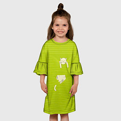 Платье клеш для девочки Котик запутался в нитках, цвет: 3D-принт — фото 2