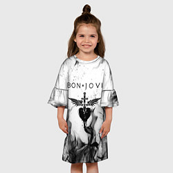 Платье клеш для девочки BON JOVI HEART СЕРДЦЕ, цвет: 3D-принт — фото 2