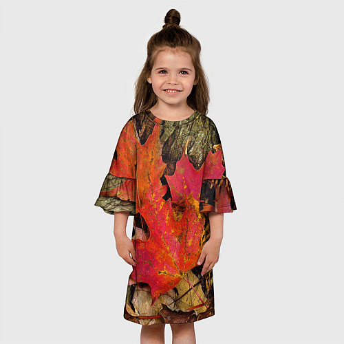 Детское платье Листопадкленовые листья / 3D-принт – фото 3
