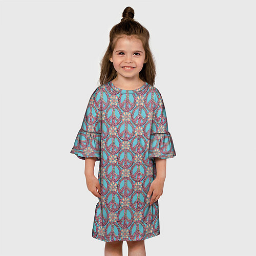 Детское платье Символы хиппи / 3D-принт – фото 3