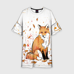 Платье клеш для девочки ЛИСА В ЛИСТЬЯХ ОСЕННЕЕ НАСТРОЕНИЕ FOX IN THE FORES, цвет: 3D-принт