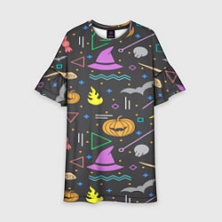 Платье клеш для девочки Уютный Halloween, цвет: 3D-принт
