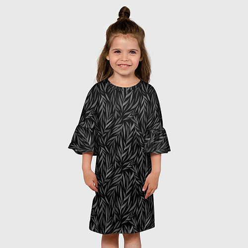Детское платье Растительный орнамент черно-белый / 3D-принт – фото 3
