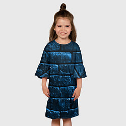 Платье клеш для девочки Неоновая, кирпичная стена, цвет: 3D-принт — фото 2