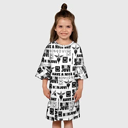 Платье клеш для девочки BON JOVI ЛОГОБОМБИНГ БОН ДЖОВИ ПАТТЕРН, цвет: 3D-принт — фото 2