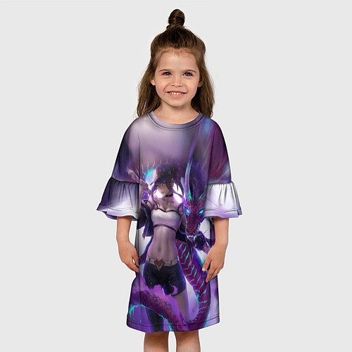Детское платье LEAGUE OF LEGENDS AKALI ЛИГА ЛЕГЕНД АКАЛИ / 3D-принт – фото 3