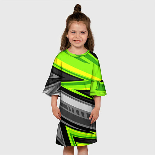 Детское платье Зеленые линии / 3D-принт – фото 3