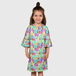 Платье клеш для девочки Новогодние Игрушки и Подарки, цвет: 3D-принт — фото 2