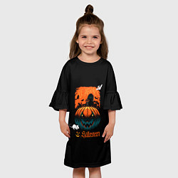 Платье клеш для девочки Кладбище Halloween, цвет: 3D-принт — фото 2