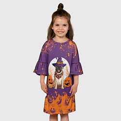 Платье клеш для девочки Мопс на хэллоуин, цвет: 3D-принт — фото 2