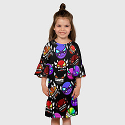 Платье клеш для девочки Geometry Dash: Demons Squad, цвет: 3D-принт — фото 2