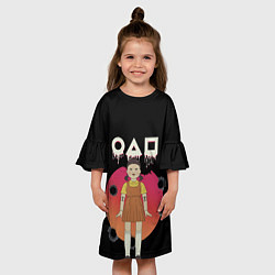 Платье клеш для девочки Игра в кальмара Кукла, цвет: 3D-принт — фото 2
