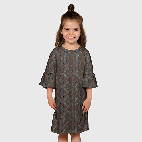 Детское платье Абстракция из разноцветных треугольников из линий / 3D-принт – фото 3