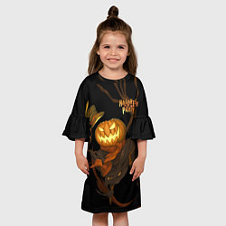 Платье клеш для девочки Приветливая тыква на Хэллоуин, цвет: 3D-принт — фото 2