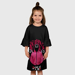 Платье клеш для девочки Игра в кальмара Маски, цвет: 3D-принт — фото 2