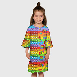 Платье клеш для девочки POP IT СМАЙЛЫ, цвет: 3D-принт — фото 2