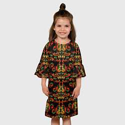 Платье клеш для девочки Хохломские узоры II black, цвет: 3D-принт — фото 2