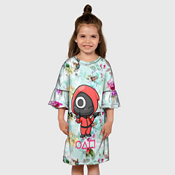 Платье клеш для девочки Игра в кальмара - охота за пчелкой, цвет: 3D-принт — фото 2